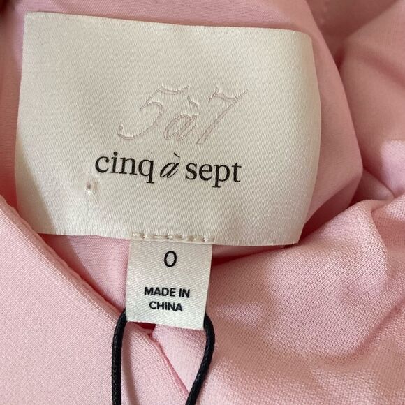 NWT Cinq A Sept Odele Mini Pink Dress Puff Sleeve Ruched Size 0 - Picture 10 of 11